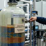 Saf su üretim sisteminde kullanılan mixbed iyon değiştirici reçine ve su arıtma paneli